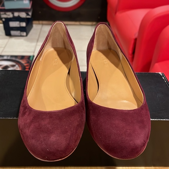 J. Crew Lily Suede Covered Heel Flats Size 9 Cranberry Wine Color - Picture 2 of 5